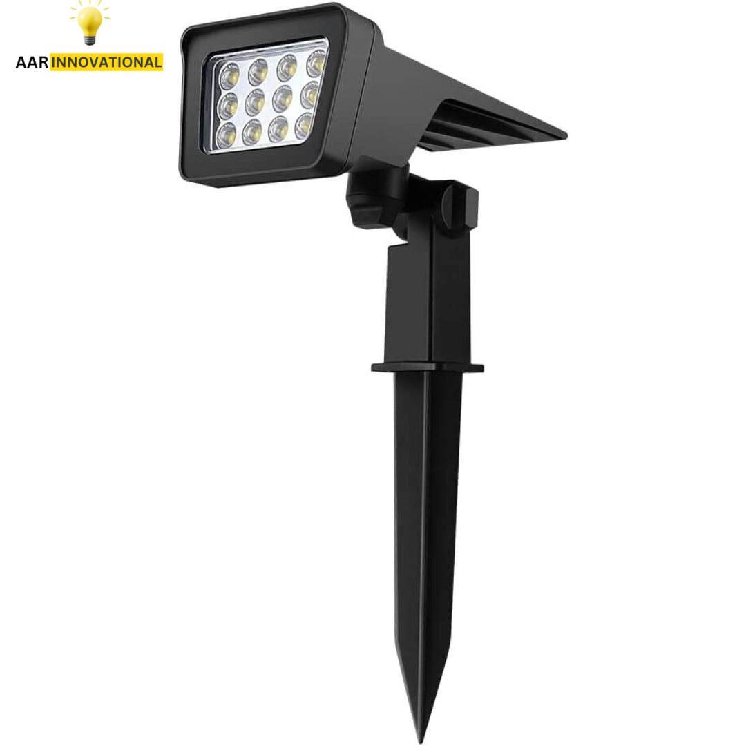 Solar Spotlight - 600LM LED, IP67 Waterproof, 2 Brightness Modes, 2200mAh Battery, Dusk to Dawn for Yard, Pathway, Garden