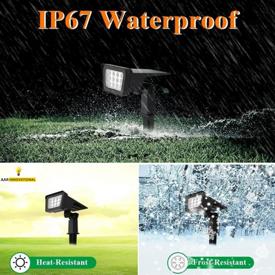 Solar Spotlight - 600LM LED, IP67 Waterproof, 2 Brightness Modes, 2200mAh Battery, Dusk to Dawn for Yard, Pathway, Garden