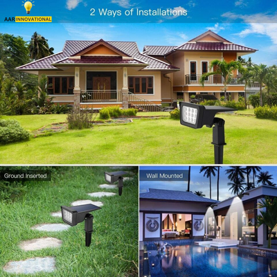 Solar Spotlight - 600LM LED, IP67 Waterproof, 2 Brightness Modes, 2200mAh Battery, Dusk to Dawn for Yard, Pathway, Garden