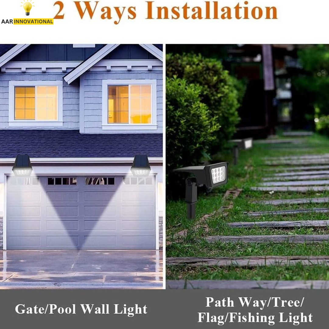 Solar Spotlight - 600LM LED, IP67 Waterproof, 2 Brightness Modes, 2200mAh Battery, Dusk to Dawn for Yard, Pathway, Garden