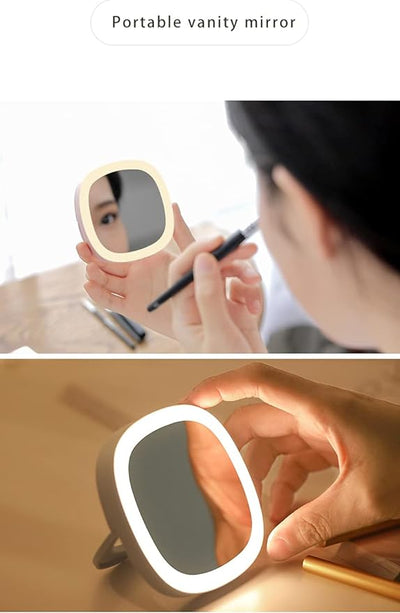 Portable Makeup Mirror with Led- USB Charging Pocket Mirror for Travel, Green