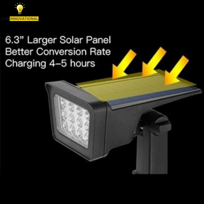 Solar Spotlight - 600LM LED, IP67 Waterproof, 2 Brightness Modes, 2200mAh Battery, Dusk to Dawn for Yard, Pathway, Garden