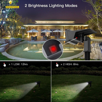 Solar Spotlight - 600LM LED, IP67 Waterproof, 2 Brightness Modes, 2200mAh Battery, Dusk to Dawn for Yard, Pathway, Garden
